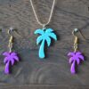 Palm Tree Earrings, Palm Tree Necklace - 3D Printed Jewelry Set, Earring Set - Earrings With Necklace Set - Image 4
