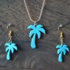 Palm Tree Earrings, Palm Tree Necklace - 3D Printed Jewelry Set, Earring Set - Earrings With Necklace Set - Image 3