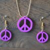 Peace Sign Earrings, Peace Sign Necklace - 3D Printed Jewelry Set, Earring Set - Earrings With Necklace Set - Image 4