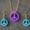 Peace Sign Earrings, Peace Sign Necklace - 3D Printed Jewelry Set, Earring Set - Earrings With Necklace Set - Image 3