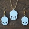 Skull Earrings, Skull Necklace - 3D Printed Jewelry Set, Earring Set - Earrings With Necklace Set - Image 3